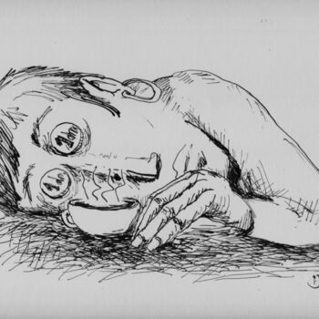 Drawing titled "Le sommeil à deux m…" by Patrick Jannin, Original Artwork, Ink