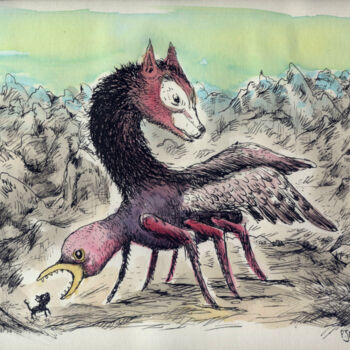 Zeichnungen mit dem Titel "Curiosity killed th…" von Patrick Jannin, Original-Kunstwerk, Tinte