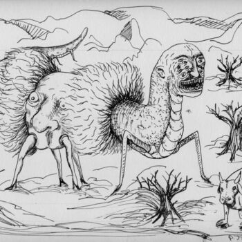Desenho intitulada "Le conflit des géné…" por Patrick Jannin, Obras de arte originais, Tinta