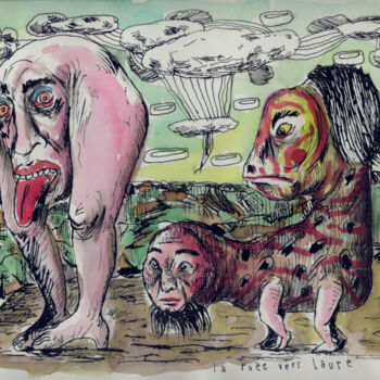 Dibujo titulada "La ruée vers Laure" por Patrick Jannin, Obra de arte original, Tinta