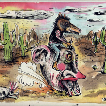 Zeichnungen mit dem Titel "Fabulo Kill" von Patrick Jannin, Original-Kunstwerk, Tinte