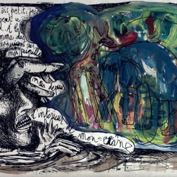 Drawing titled "Safari tout petit" by Patrick Jannin, Original Artwork, Ink