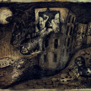 Desenho intitulada "Le Loupé des Steppes" por Patrick Jannin, Obras de arte originais, Tinta