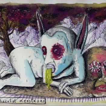 Dibujo titulada "Chocolat Menstrues" por Patrick Jannin, Obra de arte original, Tinta