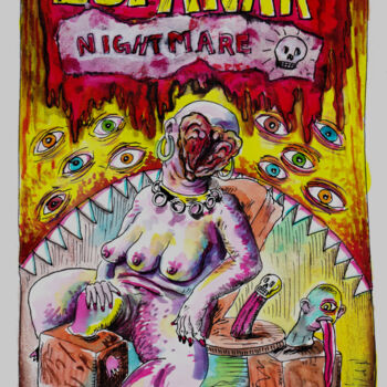 Drawing titled "Lupanar Nightmare" by Patrick Jannin, Original Artwork, Ink