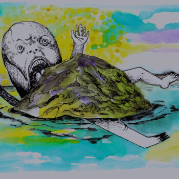 Dessin intitulée "(une île) - BBNN" par Patrick Jannin, Œuvre d'art originale, Encre