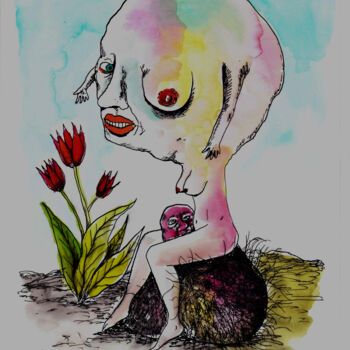 Rysunek zatytułowany „Love porn” autorstwa Patrick Jannin, Oryginalna praca, Atrament