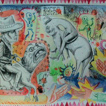 Dibujo titulada "Rodeo Bunker" por Patrick Jannin, Obra de arte original, Tinta