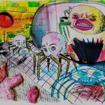 제목이 "Rêve d'insectes"인 그림 Patrick Jannin로, 원작, 잉크