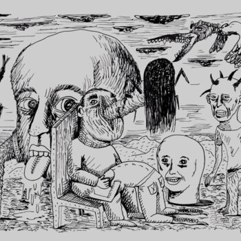 Σχέδιο με τίτλο "À l'enfer, à l'endr…" από Patrick Jannin, Αυθεντικά έργα τέχνης, Μελάνι