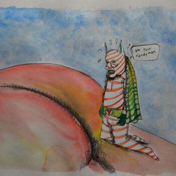 Tekening getiteld "I am your candyman" door Patrick Jannin, Origineel Kunstwerk, Inkt