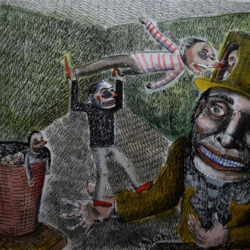 「Un magicien」というタイトルの描画 Patrick Janninによって, オリジナルのアートワーク, インク