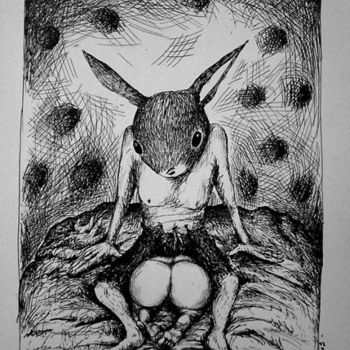 Dessin intitulée "Le Goût du Lapin" par Patrick Jannin, Œuvre d'art originale