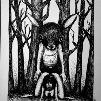 Dessin intitulée "Les Bois - En l'abs…" par Patrick Jannin, Œuvre d'art originale