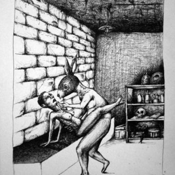 Dessin intitulée "J'habite au sous-sol" par Patrick Jannin, Œuvre d'art originale