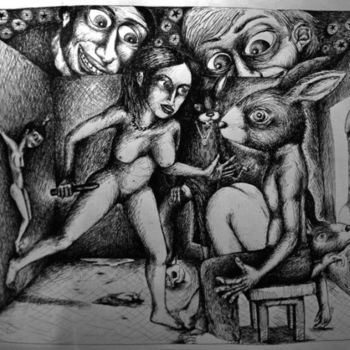 Desenho intitulada "Boite à Malice" por Patrick Jannin, Obras de arte originais