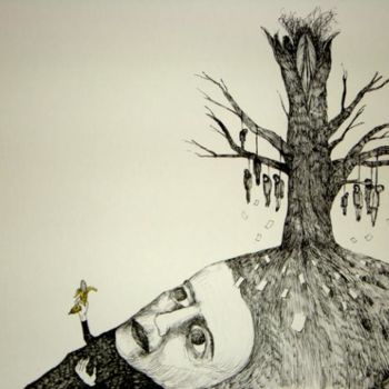 Рисунок под названием "L'arbre aux Poêtes" - Patrick Jannin, Подлинное произведение искусства, Другой