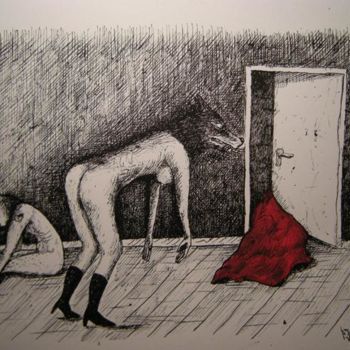 Disegno intitolato "La Couverture Rouge…" da Patrick Jannin, Opera d'arte originale, Altro