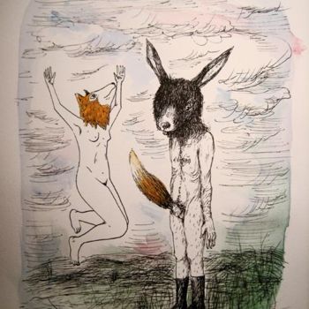 Disegno intitolato "The Fox, The Tail &…" da Patrick Jannin, Opera d'arte originale, Altro