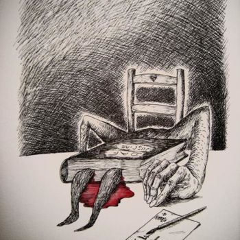 Dibujo titulada "Suicide d'un érotom…" por Patrick Jannin, Obra de arte original, Otro