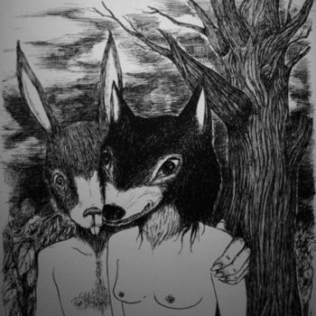 Dessin intitulée "L'Amour à la Sauvage" par Patrick Jannin, Œuvre d'art originale, Autre