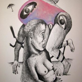 Rysunek zatytułowany „La Vie en Rose / Vo…” autorstwa Patrick Jannin, Oryginalna praca, Inny