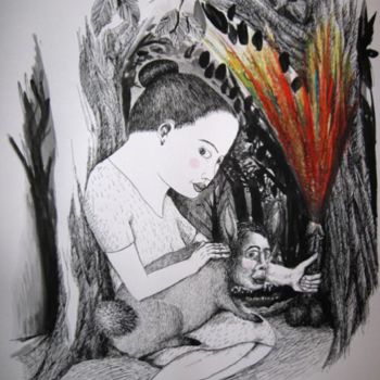 Desenho intitulada "Pyromane" por Patrick Jannin, Obras de arte originais, Outro