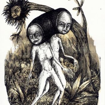 Drawing titled "Adam & Eve" by Patrick Jannin, Original Artwork, Other