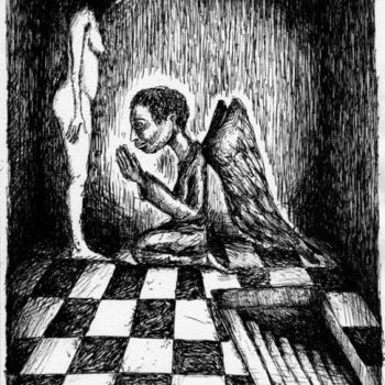Desenho intitulada "Shouls I pray or sh…" por Patrick Jannin, Obras de arte originais, Outro