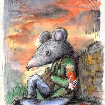 Drawing titled "The Day After / Rat…" by Patrick Jannin, Original Artwork, Other