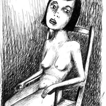 Tekening getiteld "Femme assise" door Patrick Jannin, Origineel Kunstwerk, Anders