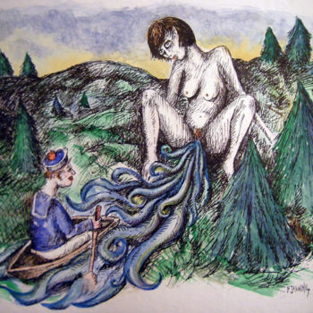 Drawing titled "La Fable de La Femm…" by Patrick Jannin, Original Artwork, Other