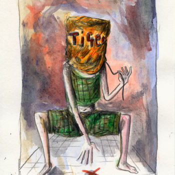 Dessin intitulée "Working hard" par Patrick Jannin, Œuvre d'art originale, Autre