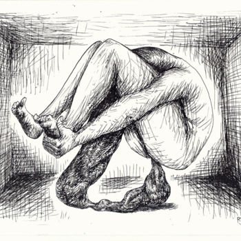 Dessin intitulée "Gymnastique de l'in…" par Patrick Jannin, Œuvre d'art originale, Encre