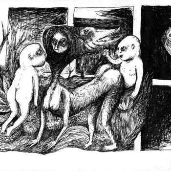 Desenho intitulada "L'hypothèse du Mal" por Patrick Jannin, Obras de arte originais, Tinta