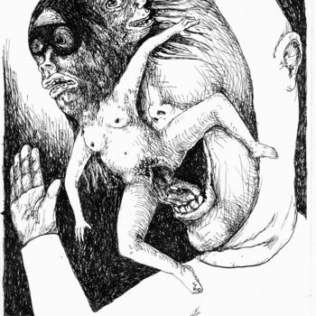 Disegno intitolato "Quand Fantomas tique" da Patrick Jannin, Opera d'arte originale, Inchiostro