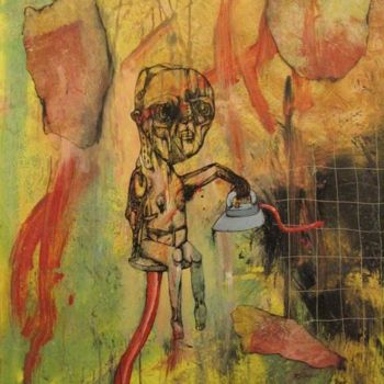 Pittura intitolato "Linoléum Suicide" da Patrick Jannin, Opera d'arte originale, Inchiostro Montato su Telaio per barella in…