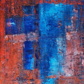 Peinture intitulée "Rouge bleu" par Pjc, Œuvre d'art originale, Huile Monté sur Châssis en bois