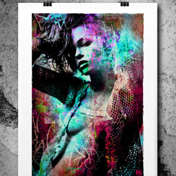 Digitale Kunst mit dem Titel "Electrik Girl" von Pk Z, Original-Kunstwerk, Digitale Malerei