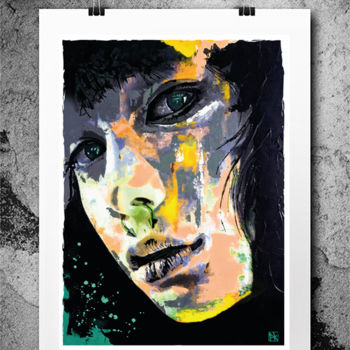 Arts numériques intitulée "Green Eye 3" par Pk Z, Œuvre d'art originale, Peinture numérique