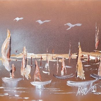 Malarstwo zatytułowany „Un automne en mer” autorstwa Pascal Koza, Oryginalna praca, Akryl Zamontowany na Drewniana rama noszy