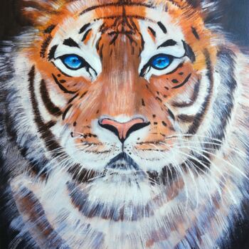 Peinture intitulée "Tiger's sight" par Plakhotnyk Nataliia, Œuvre d'art originale, Huile