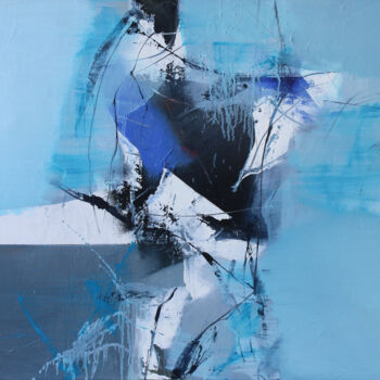 Painting titled "Aqua" by Plamen Bibeschkov, Original Artwork, Oil Mounted on Wood Stretcher frame