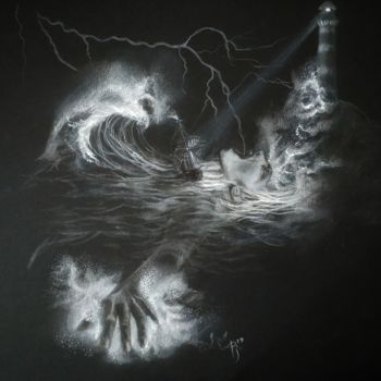Σχέδιο με τίτλο "Angry sea" από Plamnah, Αυθεντικά έργα τέχνης, Μολύβι