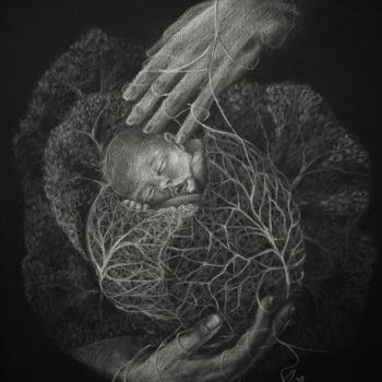 Drawing titled "The Life Grower" by Plamnah, Original Artwork, Pencil