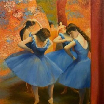 Schilderij getiteld "Degas Dancers repro…" door Pascal Lampecco, Origineel Kunstwerk, Acryl Gemonteerd op Frame voor houten…