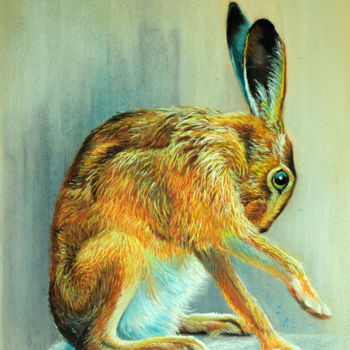 Ζωγραφική με τίτλο "The Rabbit" από Pascal Lampecco, Αυθεντικά έργα τέχνης, Παστέλ