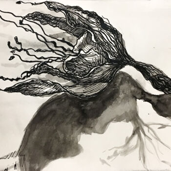 Painting titled "Dry Twirl" by Planeta Rium, Original Artwork, Ink