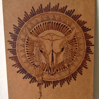 Gravures & estampes intitulée "buffalo skull" par Planète Du Jeu, Œuvre d'art originale