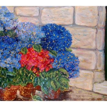 Peinture intitulée "Chrysantèmes chez M…" par Diane Plasse, Œuvre d'art originale